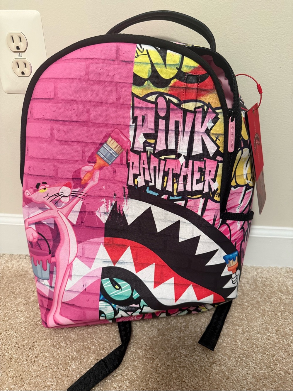Sprayground Pink Panther Graphic Kids Backpack in Pink & Black